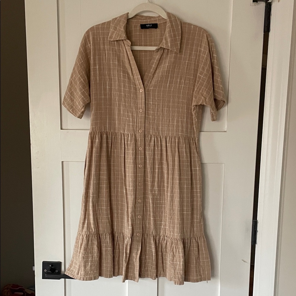 Able Ida Shirtdress in Beige/White Checker